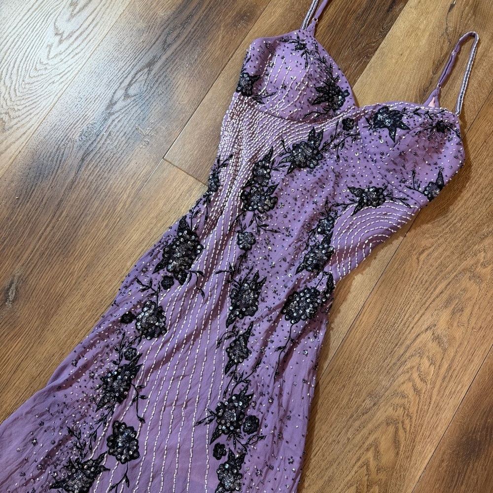 Vintage Y2K 100% Silk Beaded Dress Vintage Beaded Dress Sue Wong Dress Fairy - Picture 16 of 17